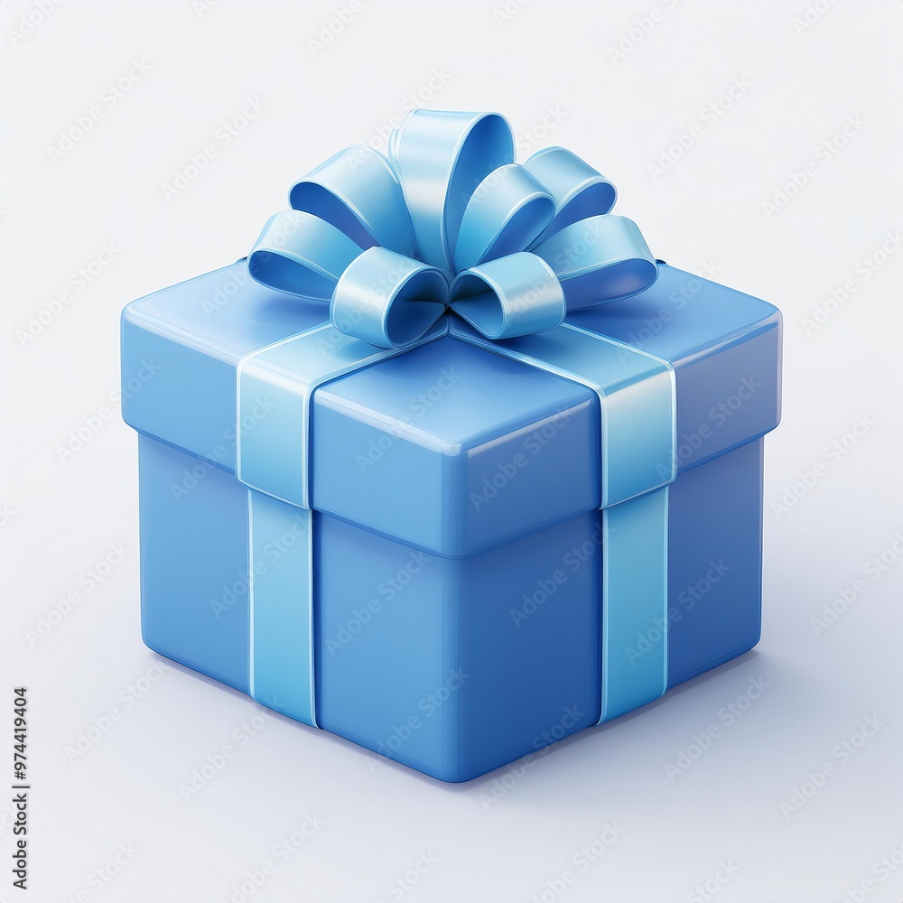 3d cartoon blue gift box with blank white background 3d cartoon blue gift box with blank white background