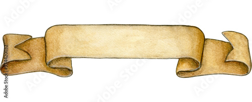 Watercolor hand drawn vintage scroll banner