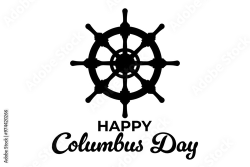 Columbus day steering wheel with text isolated background