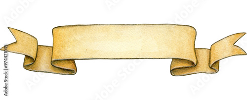 Wallpaper Mural Watercolor hand drawn vintage scroll banner Torontodigital.ca