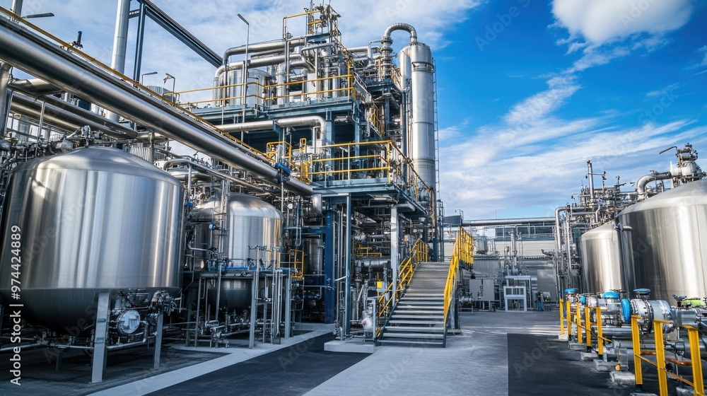 Chemical Processing Plant with Large Tanks and Pipes Chemical Processing Plant with Large Tanks and Pipes