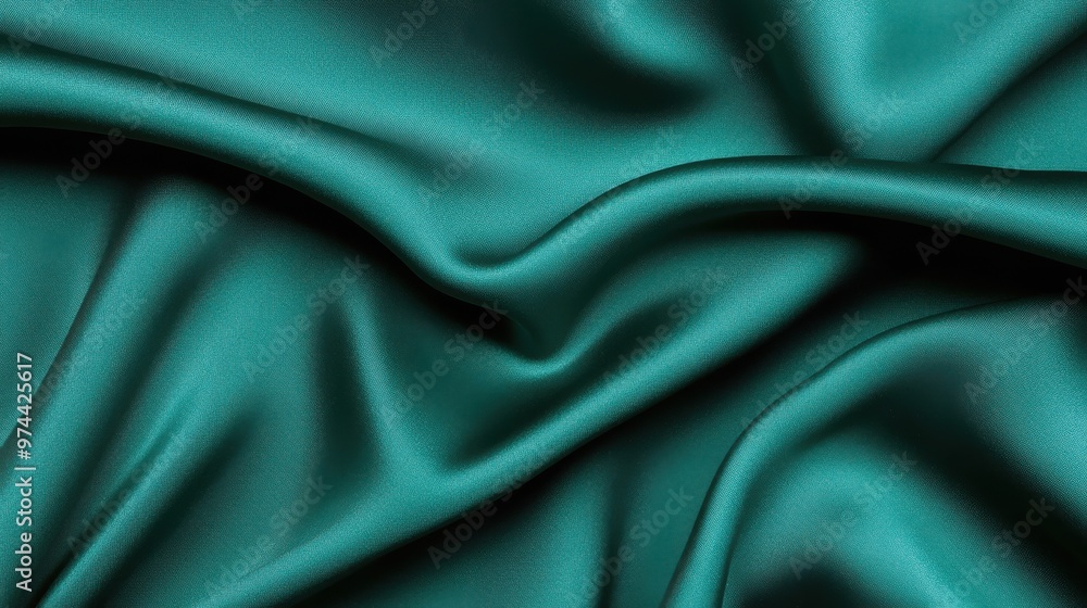 Obraz premium Emerald green silk fabric with flowing folds and smooth texture