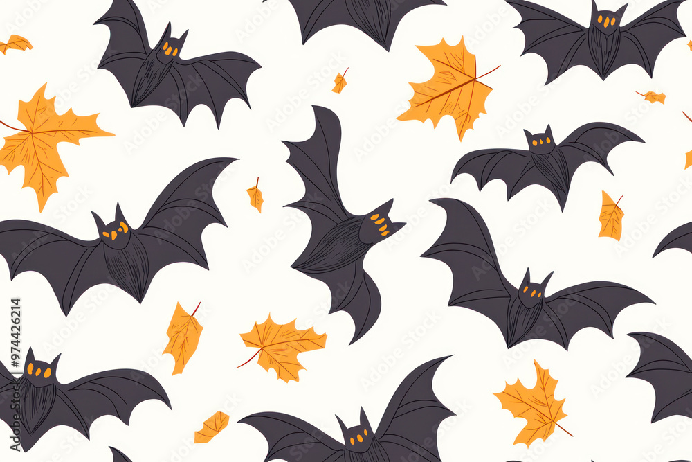 Halloween seamless pattern. Vector illustration of Halloween party. Spooky bats on a light background. Halloween seamless pattern. Vector illustration of Halloween party. Spooky bats on a light background.