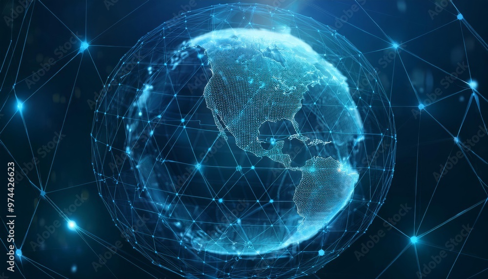 Abstract digital globe with global network connections Abstract digital globe with global network connections