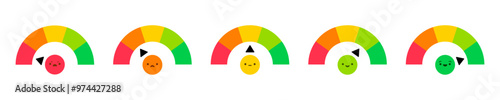Speedometer emoji icons. Flat style. Vector icons