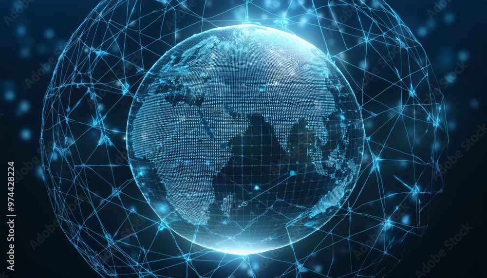 Abstract digital globe with global network connections Abstract digital globe with global network connections