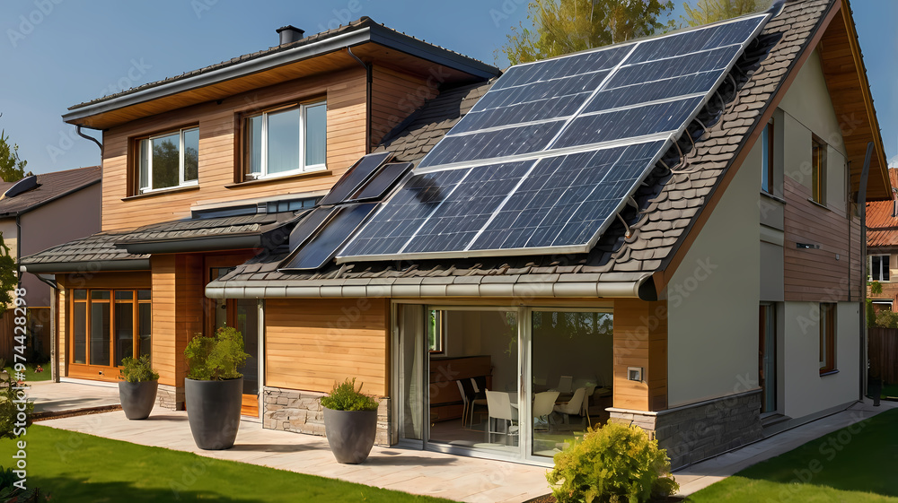 Fototapeta premium cool solar panel house