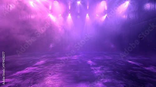 Background of empty room with spotlights and lights