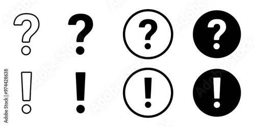 Exclamation and question mark icon set. Question mark and exclamation symbol, vector for apps and website.