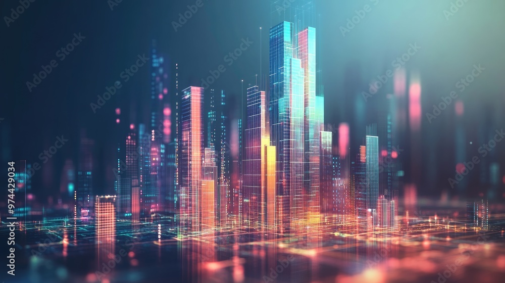 A 3D digital rendering of a business graph transforming into a skyscraper, symbolizing building a successful business. A 3D digital rendering of a business graph transforming into a skyscraper, symbolizing building a successful business.