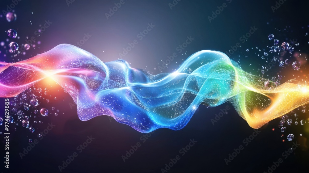 Fototapeta premium Abstract color wave, digital liquid splash, holographic tones