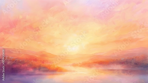 Peaceful Sunset Landscape Painting