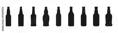 Beer bottle shape. Pub, bar concept. Brewery icon. Alcohol beverage label design. Craft beer Ideas.