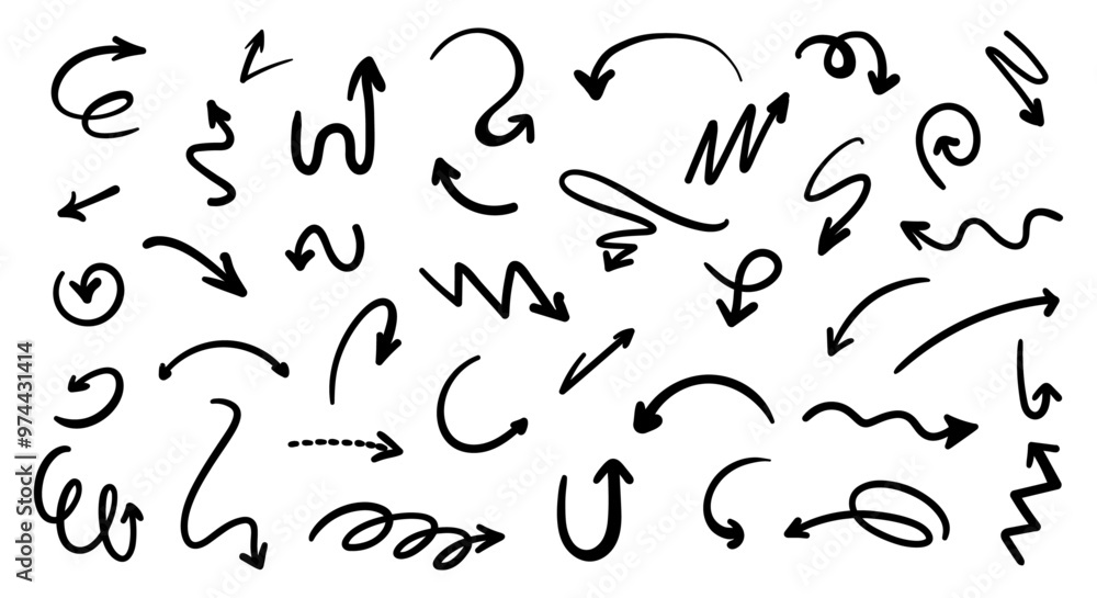 Hand drawn arrow vector icons set. sketch arrow design for business plan and education. Hand drawn arrow vector icons set. sketch arrow design for business plan and education.