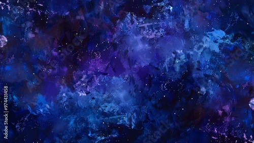 Abstract Night Sky Painting with Blue and Purple Hues