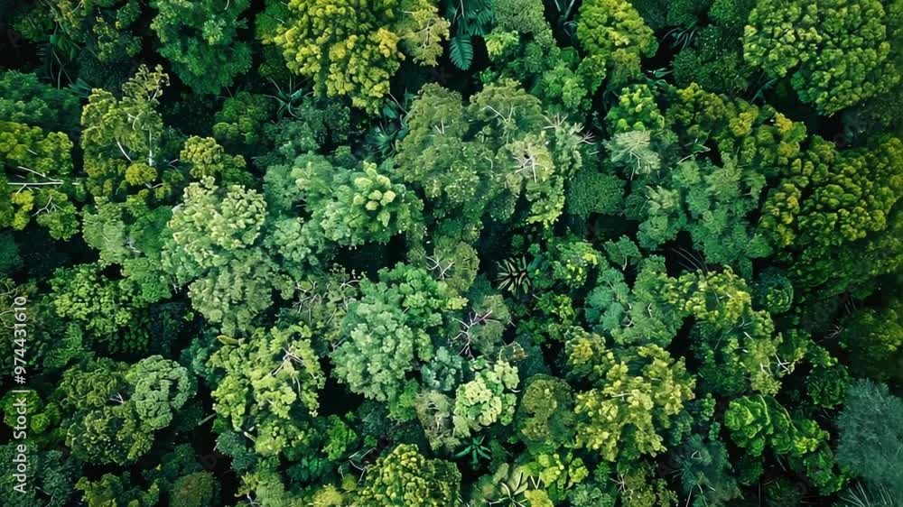 Aerial View of Lush Rainforest Canopy: A breathtaking aerial view of a dense rainforest canopy, showcasing a vibrant tapestry of emerald green foliage. The intricate patterns of the leaves and the dep Aerial View of Lush Rainforest Canopy: A breathtaking aerial view of a dense rainforest canopy, showcasing a vibrant tapestry of emerald green foliage. The intricate patterns of the leaves and the dep