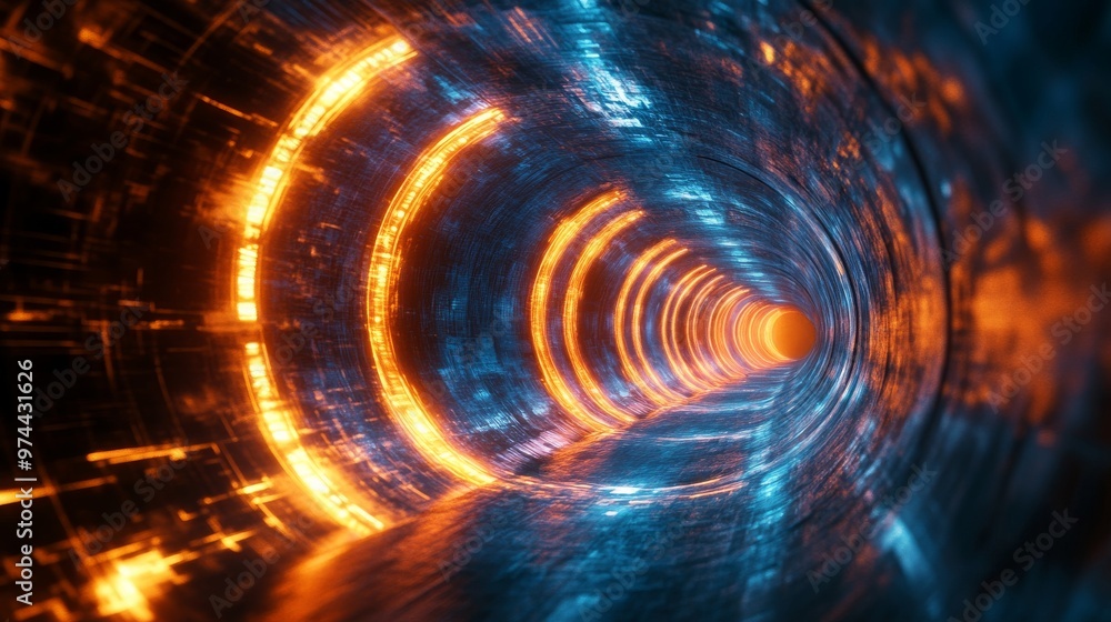 A light-filled digital tunnel that embodies futuristic technology and the concept of data flow, perfect for a tech-centric background. A light-filled digital tunnel that embodies futuristic technology and the concept of data flow, perfect for a tech-centric background.
