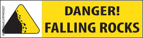 Falling rocks road safety notice vector.eps