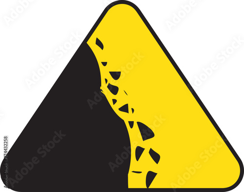 Rock falling area road safety sign icon vector.eps