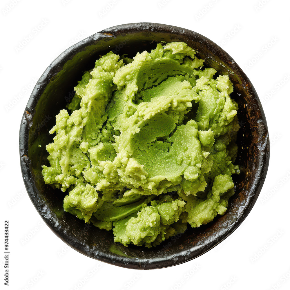 Bowl with Wasabi from Top View Isolated on Transparent or White Background, PNG Bowl with Wasabi from Top View Isolated on Transparent or White Background, PNG