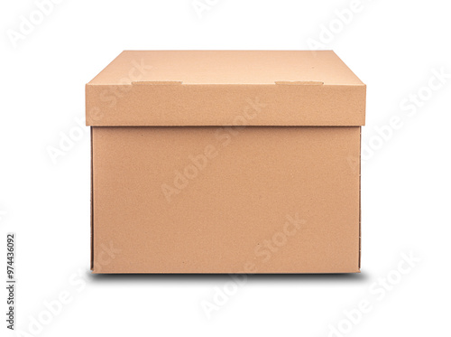 Cardboard box isolated on a white background.