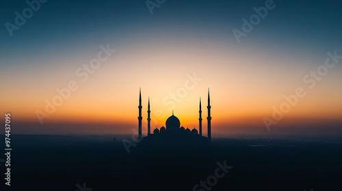 Tranquil Background with Silhouetted Minarets at Sunset