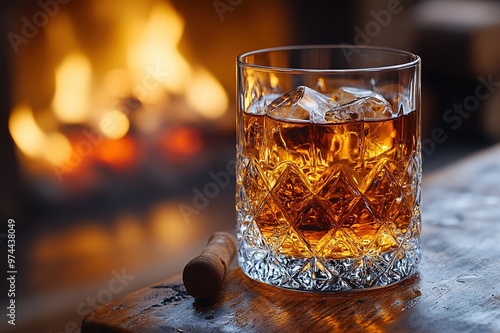 Rusty Nail in a Scottish lodge by the fireplace photo