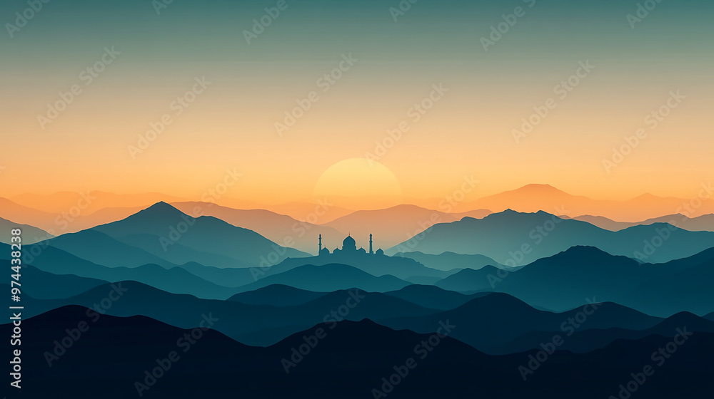 Obraz premium Abstract Background with Subtle Silhouette of Mosque
