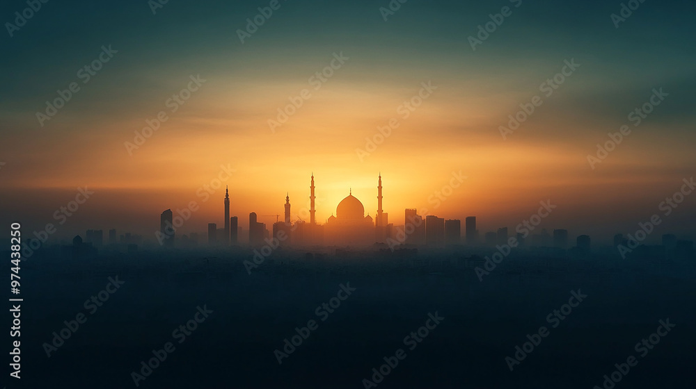 Abstract Background with Subtle Silhouette of Mosque Abstract Background with Subtle Silhouette of Mosque