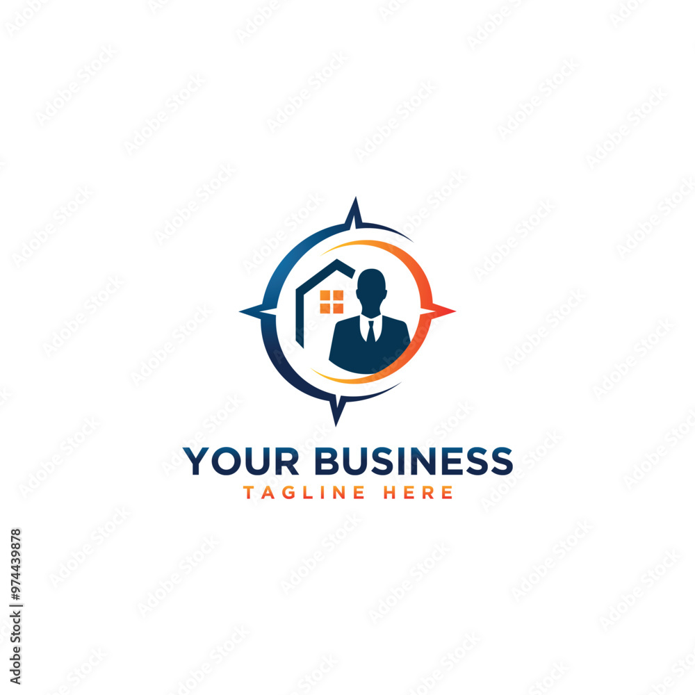 Real Estate agent logo design template with compass Real Estate agent logo design template with compass