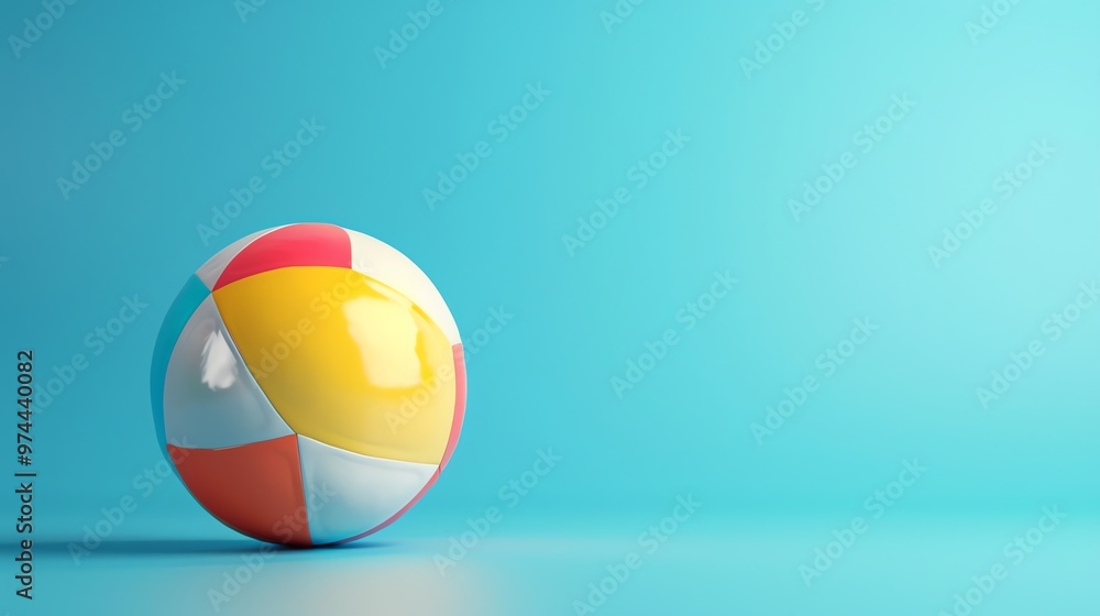A colorful beach ball on a blue background. A colorful beach ball on a blue background.