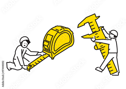 Illustration of using calipers and tape measure