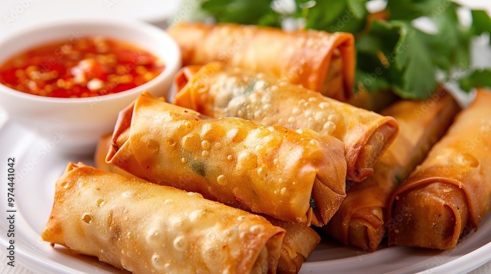 Crispy Spring Rolls with Sweet Chili Sauce Crispy Spring Rolls with Sweet Chili Sauce