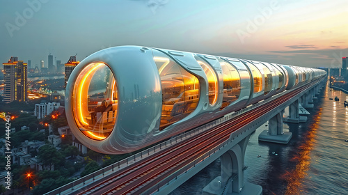 High speed modern train in ...