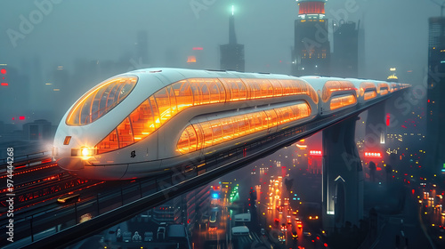 High speed modern train in ...