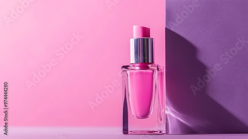 Pink nail polish on pink and purple background