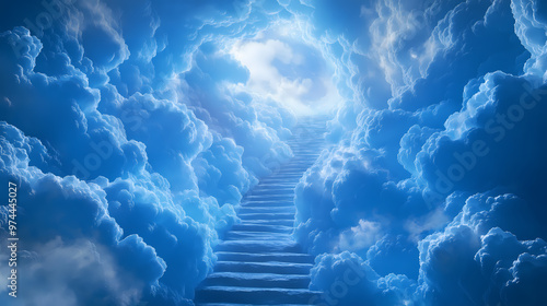 Beautiful blue sky with fluffy white clouds symbolizing going to heaven, Cristian wallpaper