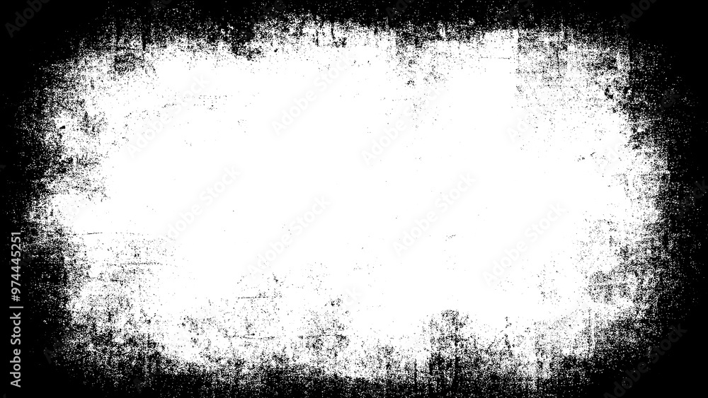 Obraz premium Abstract grunge texture frame border on a black background, with a transparent center for text or design.