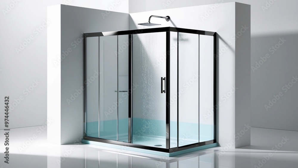 Modern Glass Shower Enclosure with Black Frame and Overhead Rain Shower
Modern Glass Shower Enclosure with Black Frame and Overhead Rain Shower