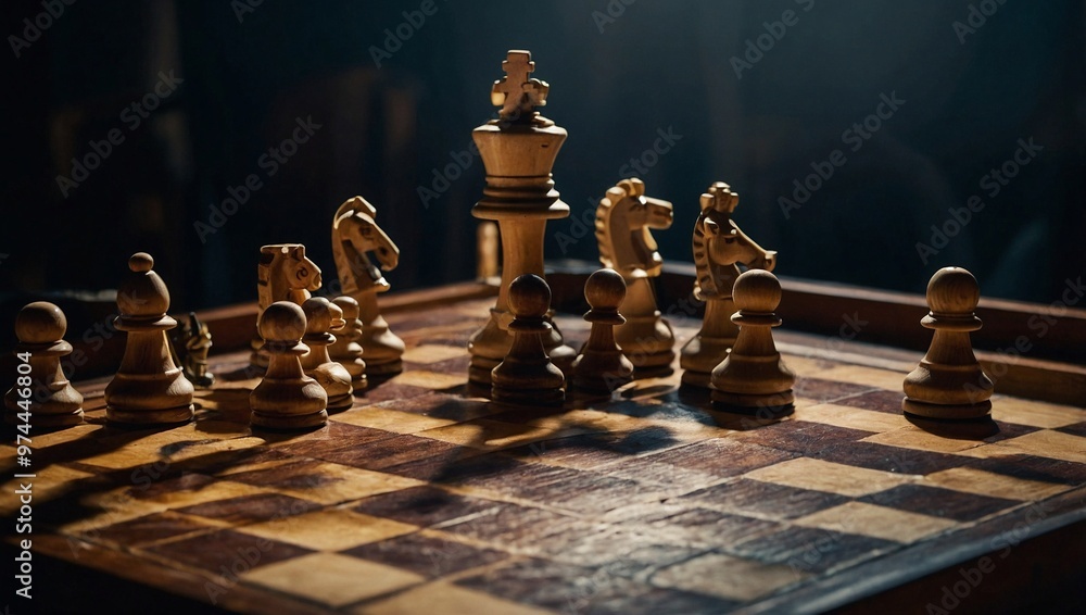A closeup of a chessboard