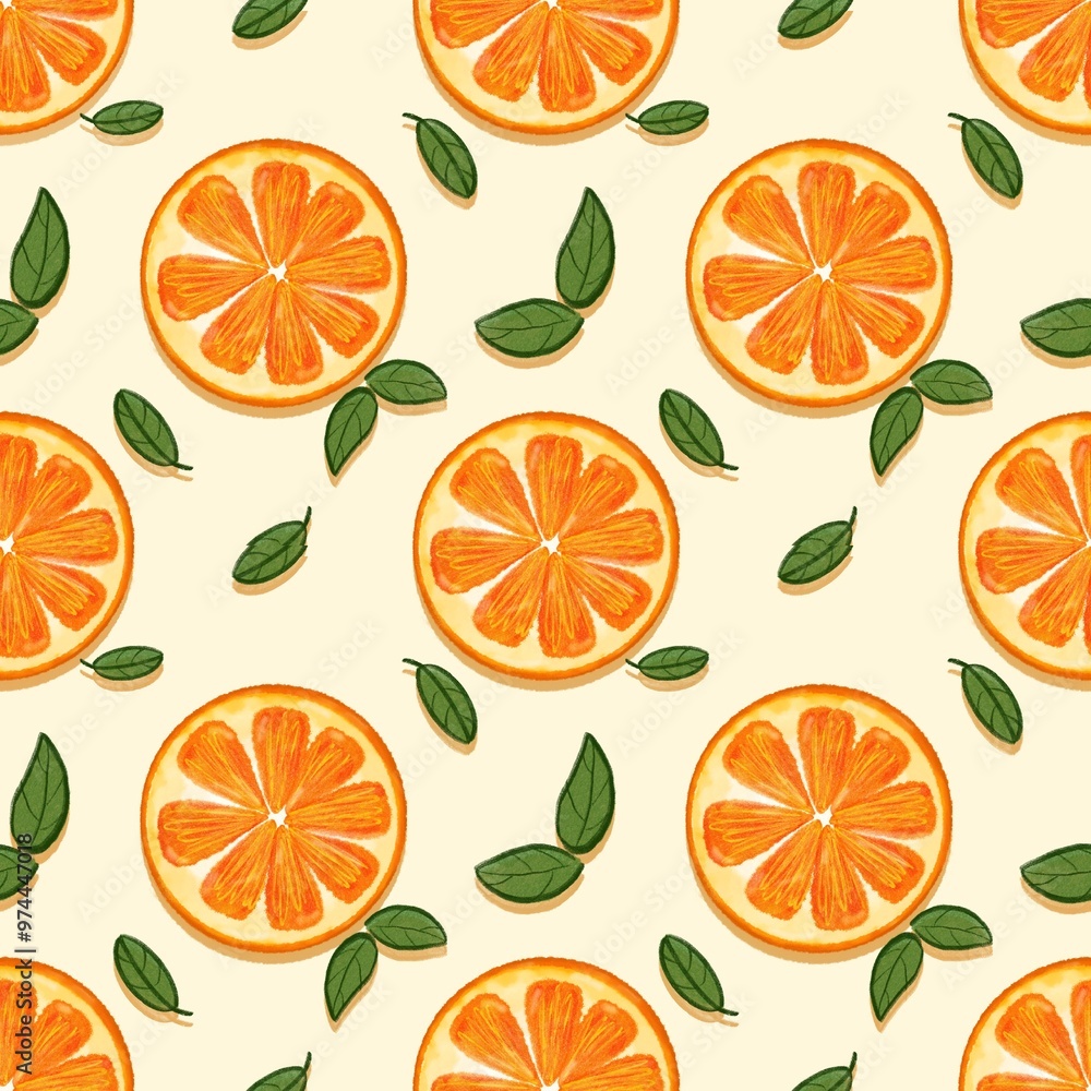 Seamless pattern with slice oranges. Seamless pattern with slice oranges.