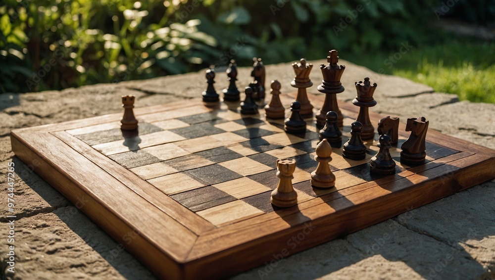 A closeup of a chessboard