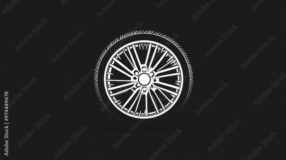 A minimalist tire icon with thin, clean lines and radial symmetry, perfect for a tech-savvy automotive brand A minimalist tire icon with thin, clean lines and radial symmetry, perfect for a tech-savvy automotive brand