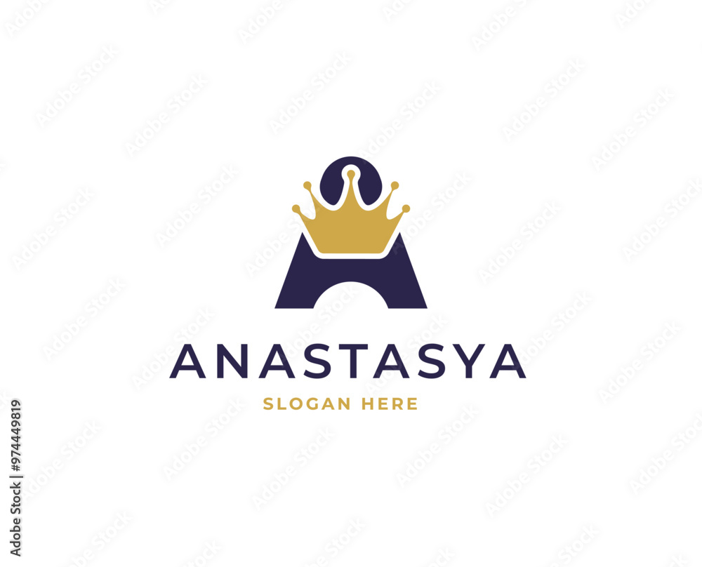 Fototapeta premium Elegant Letter A Logo with Crown Icon for Royalty, Luxury, and Branding Design Vector Illustration