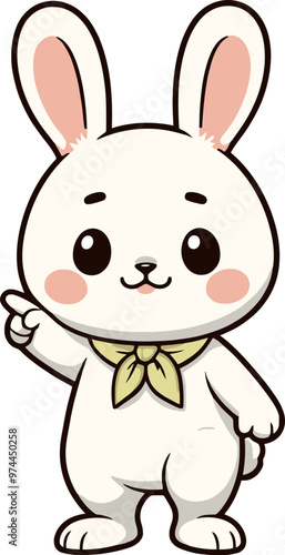위를 가리키는 귀여운 토끼 일러스트