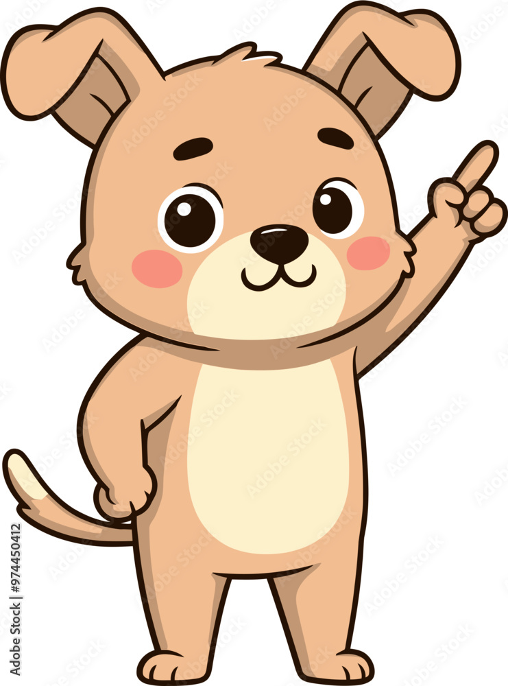 Obraz premium 위를 가리키는 귀여운 강아지 일러스트