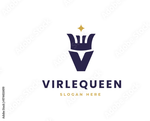 Elegant Letter V Logo with Crown Icon for Royalty, Luxury, and Branding Design Vector Illustration photo