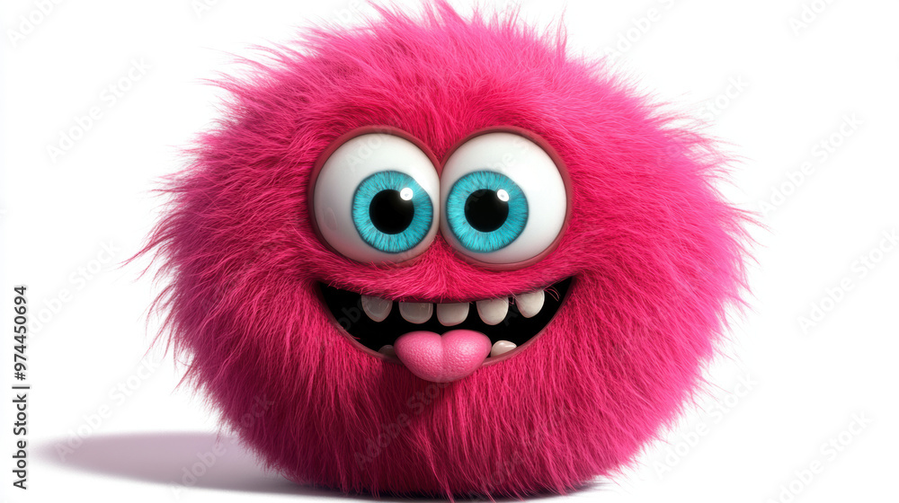 Funny Pink Furry Monster. Funny Pink Furry Monster.