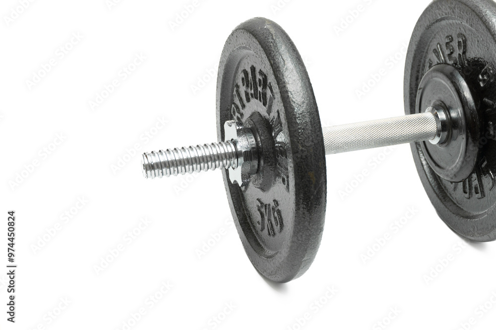 Naklejka premium Metal dumbbell isolated on white background