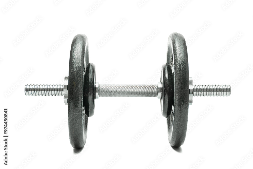 Metal dumbbell isolated on white background Metal dumbbell isolated on white background